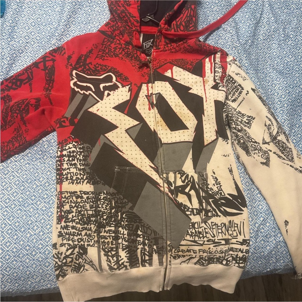 Fox Graphic Red and Black Kids Jacket